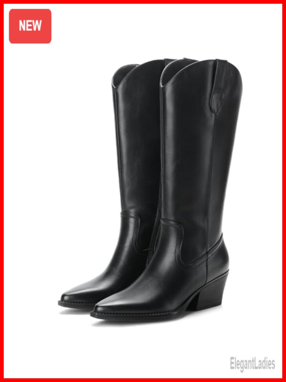Knee High Western Cowboy Boots Pointed Toe Block Heel Riding Boots